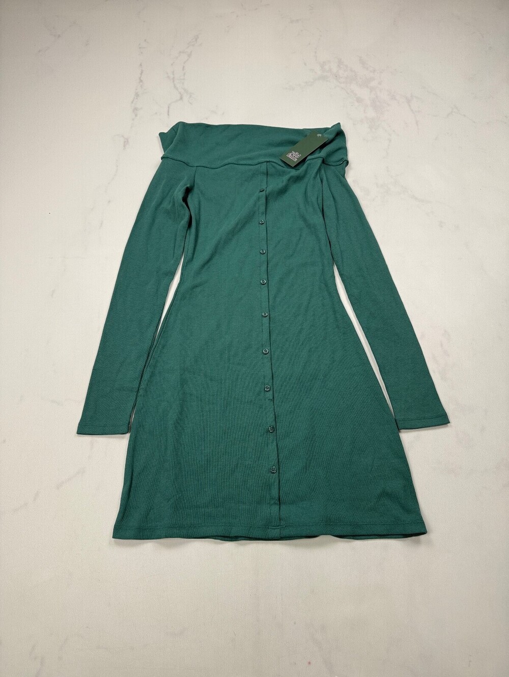 Wild Fable Button Front Midi Dress Teal Modern Classic Minimalist - Womens XS